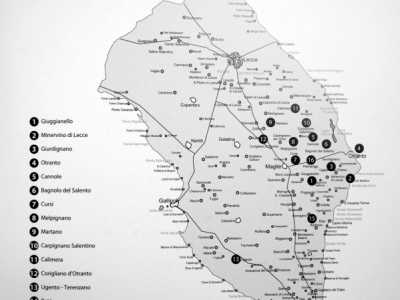 La cartina geografica che indica dove sono localizzati i monumenti megalitici fotografati 
